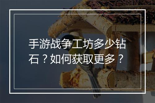 手游战争工坊多少钻石？如何获取更多？