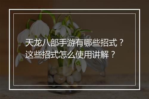 天龙八部手游有哪些招式？这些招式怎么使用讲解？