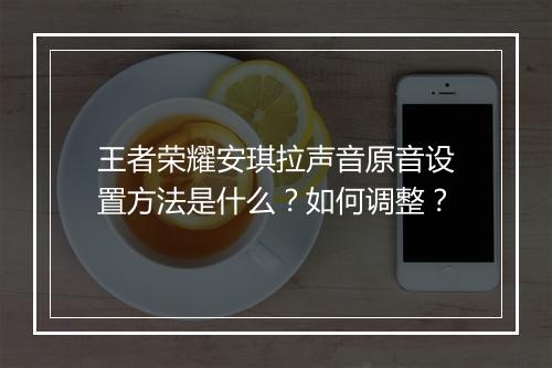 王者荣耀安琪拉声音原音设置方法是什么？如何调整？