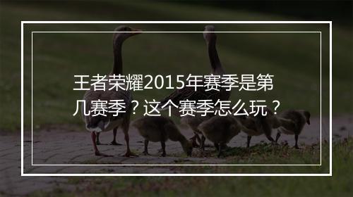 王者荣耀2015年赛季是第几赛季？这个赛季怎么玩？