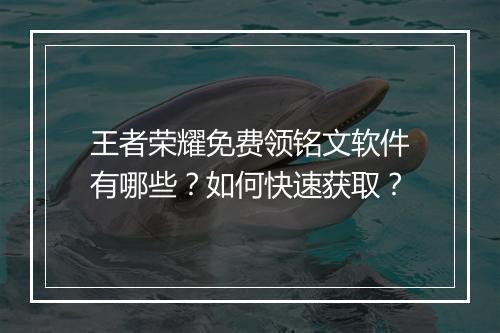 王者荣耀免费领铭文软件有哪些？如何快速获取？