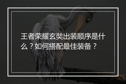 王者荣耀玄奘出装顺序是什么？如何搭配最佳装备？