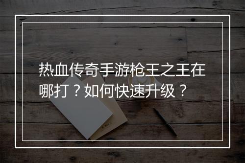 热血传奇手游枪王之王在哪打？如何快速升级？
