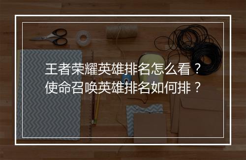 王者荣耀英雄排名怎么看？使命召唤英雄排名如何排？
