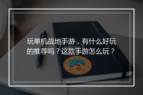 玩单机战地手游，有什么好玩的推荐吗？这款手游怎么玩？