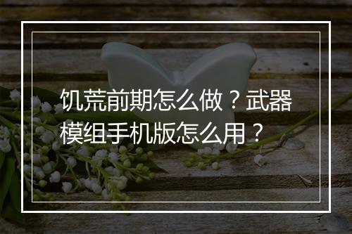 饥荒前期怎么做？武器模组手机版怎么用？
