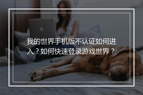 我的世界手机版不认证如何进入？如何快速登录游戏世界？