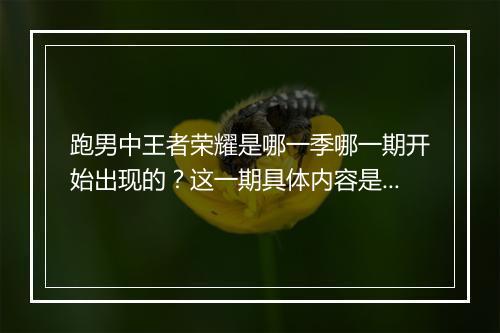 跑男中王者荣耀是哪一季哪一期开始出现的?这一期具体内容是什么?