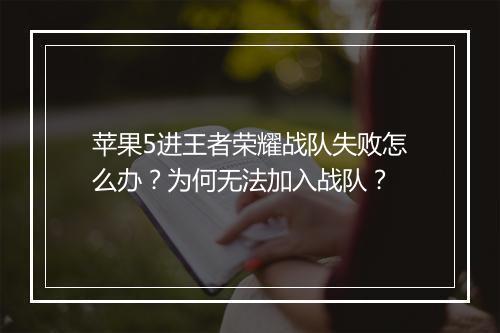 苹果5进王者荣耀战队失败怎么办？为何无法加入战队？