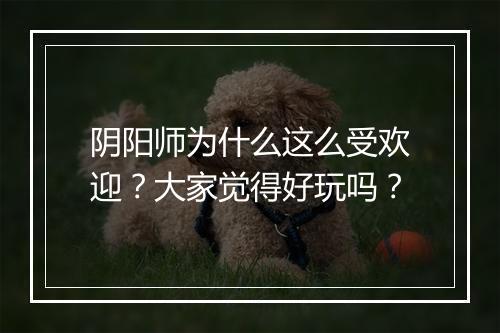 阴阳师为什么这么受欢迎？大家觉得好玩吗？
