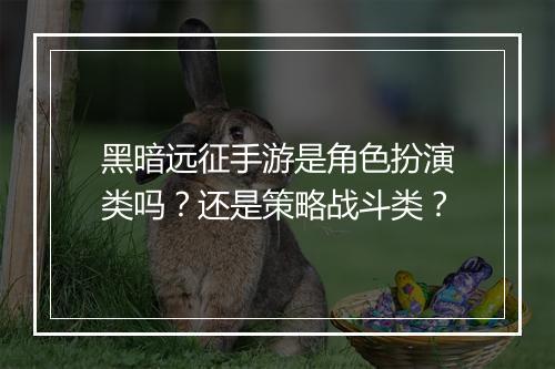 黑暗远征手游是角色扮演类吗？还是策略战斗类？