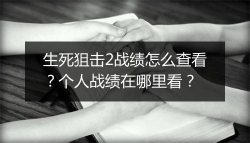 生死狙击2战绩怎么查看？个人战绩在哪里看？
