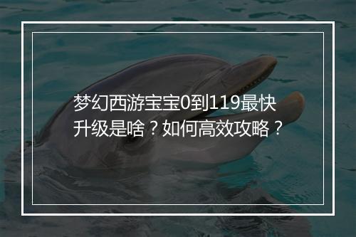 梦幻西游宝宝0到119最快升级是啥？如何高效攻略？
