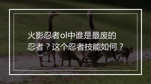 火影忍者ol中谁是最废的忍者？这个忍者技能如何？