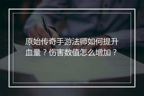 原始传奇手游法师如何提升血量？伤害数值怎么增加？