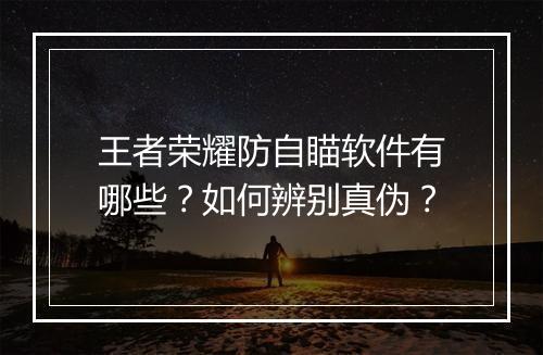 王者荣耀防自瞄软件有哪些？如何辨别真伪？