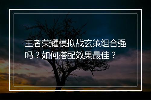 王者荣耀模拟战玄策组合强吗？如何搭配效果最佳？