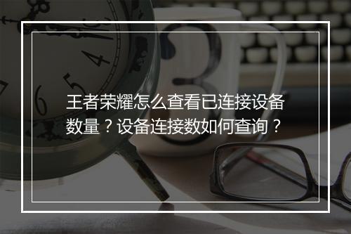 王者荣耀怎么查看已连接设备数量？设备连接数如何查询？