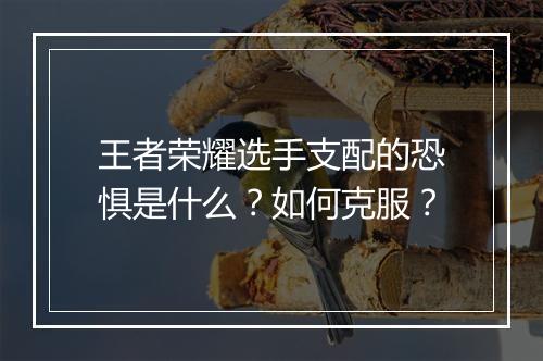 王者荣耀选手支配的恐惧是什么？如何克服？