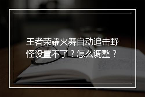 王者荣耀火舞自动追击野怪设置不了？怎么调整？