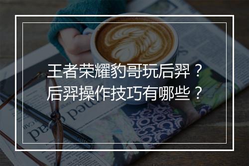 王者荣耀豹哥玩后羿？后羿操作技巧有哪些？