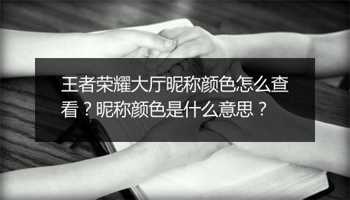 王者荣耀大厅昵称颜色怎么查看？昵称颜色是什么意思？
