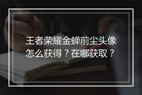王者荣耀金蝉前尘头像怎么获得？在哪获取？