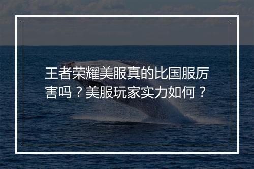 王者荣耀美服真的比国服厉害吗？美服玩家实力如何？