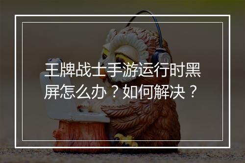 王牌战士手游运行时黑屏怎么办？如何解决？