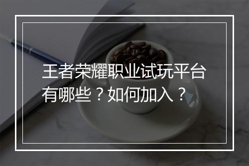 王者荣耀职业试玩平台有哪些？如何加入？