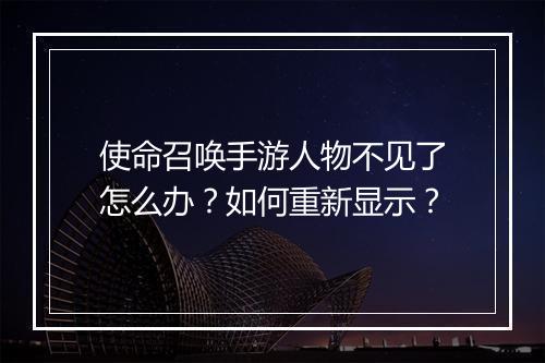 使命召唤手游人物不见了怎么办？如何重新显示？
