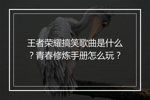王者荣耀搞笑歌曲是什么？青春修炼手册怎么玩？
