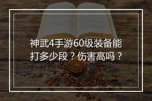 神武4手游60级装备能打多少段？伤害高吗？