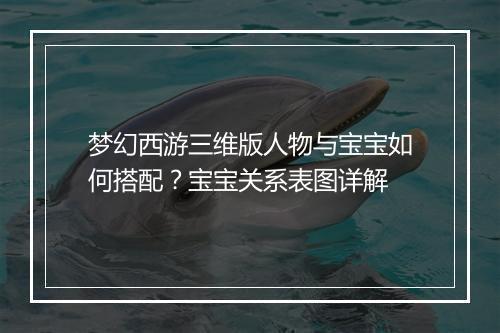 梦幻西游三维版人物与宝宝如何搭配？宝宝关系表图详解