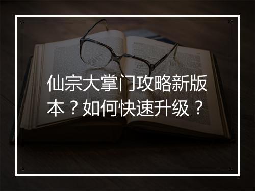 仙宗大掌门攻略新版本?如何快速升级?