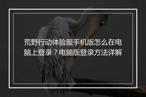 荒野行动体验服手机版怎么在电脑上登录？电脑版登录方法详解