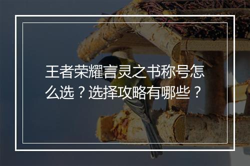 王者荣耀言灵之书称号怎么选？选择攻略有哪些？