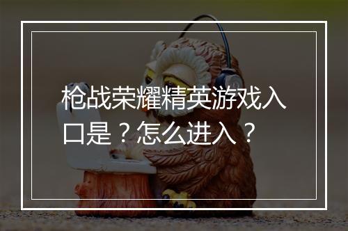 枪战荣耀精英游戏入口是？怎么进入？