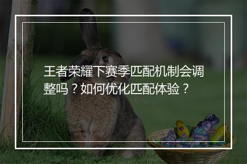 王者荣耀下赛季匹配机制会调整吗？如何优化匹配体验？