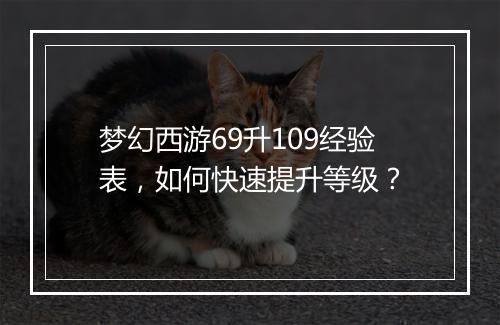梦幻西游69升109经验表，如何快速提升等级？