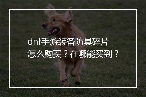 dnf手游装备防具碎片怎么购买？在哪能买到？