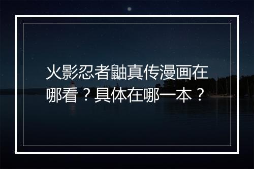 火影忍者鼬真传漫画在哪看？具体在哪一本？