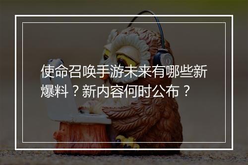 使命召唤手游未来有哪些新爆料？新内容何时公布？