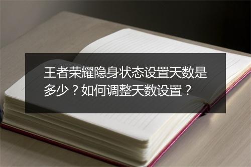 王者荣耀隐身状态设置天数是多少？如何调整天数设置？