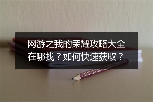 网游之我的荣耀攻略大全在哪找？如何快速获取？
