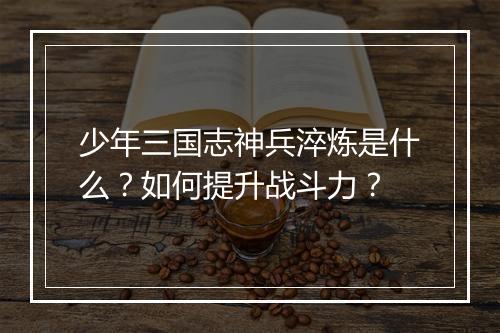 少年三国志神兵淬炼是什么？如何提升战斗力？