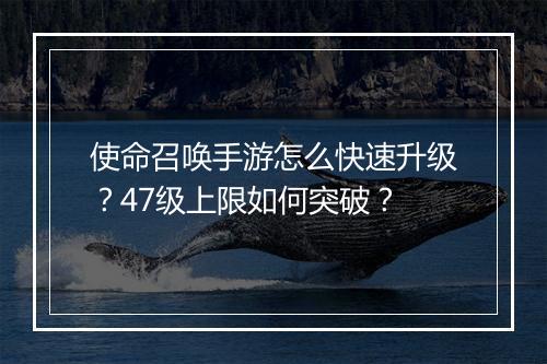 使命召唤手游怎么快速升级？47级上限如何突破？