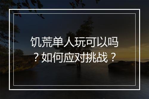 饥荒单人玩可以吗？如何应对挑战？