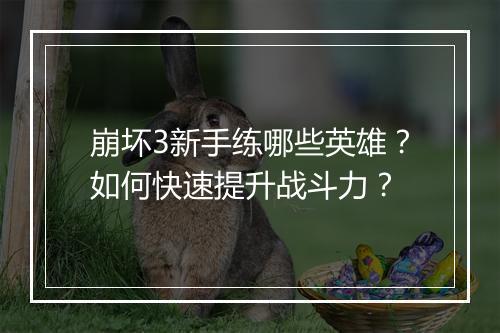 崩坏3新手练哪些英雄？如何快速提升战斗力？