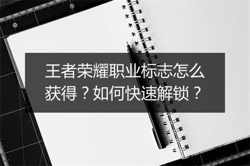 王者荣耀职业标志怎么获得？如何快速解锁？